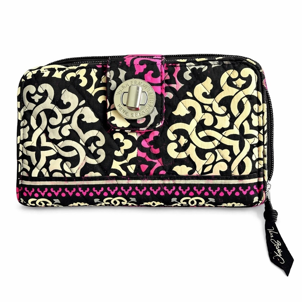 Vera Bradley Turn Lock Wallet Canterbury Magenta Quilted Zip Around Wallet